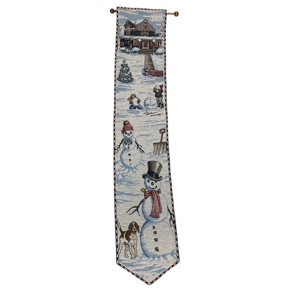 Manual Woodworkers Weavers Front Yard Snowmen Christmas Bell Pull Tapestry 39
